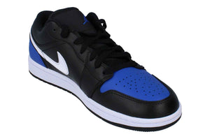 Nike Air Jordan 1 Low Mens Basketball Shoes (553558-042, Black/Game Royal/White) Size 10
