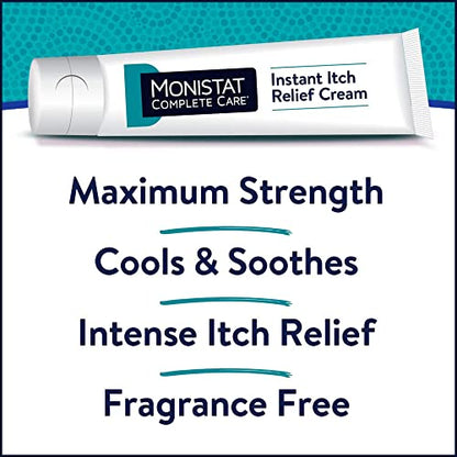 Monistat Instant Itch Relief Cream for Women, Maximum Strength Feminine Itch Care, 1 oz, 2 Pack