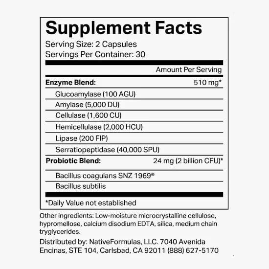 Native Formulas Restore 3 Proteolytic Enzyme & Spore Probiotic Blend Supplement - 60 Capsules - Advanced Biofilm Disruption Aid - Support GI Health, Fibromyalgia, Gut Flora, Muscle