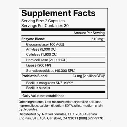 Native Formulas Restore 3 Proteolytic Enzyme & Spore Probiotic Blend Supplement - 60 Capsules - Advanced Biofilm Disruption Aid - Support GI Health, Fibromyalgia, Gut Flora, Muscle