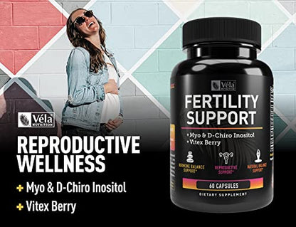 Vela Fertility Support Supplement | + Myo & D-Chiro Inositol + Vitex Berry | Reproductive Support