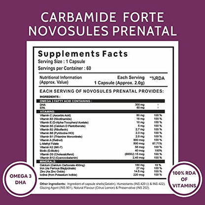 Roti Prenatal Multivitamin for Pregnancy with 300mg DHA & 18 Ingredients - 60 Capsules