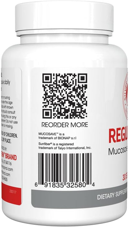 Silver Fern Regularity Digestive Supplement Capsules Brand | 1 Bottle = 30 Capsules = 30 Day Supply - Mucosave FG (Prickly Pear Polysaccharides & Olive Leaf Polyphenols) & SunFiber