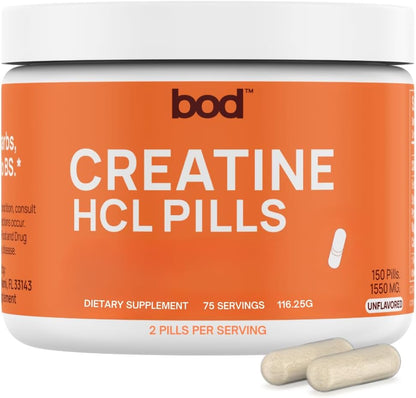 Bod Creatine HCL Capsules – 150 Pills | Creatine Hydrochloride Supplement for Men & Women | Easy-to-Swallow Alternative to Monohydrate Powder, Unflavored & Keto-Friendly