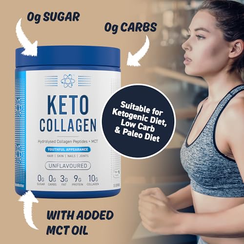 Applied Nutrition Keto Protein Powder, Hydrolysed Collagen Peptides + MCT Healthy Fats & Skin, Ketogenic & Paleo Diet