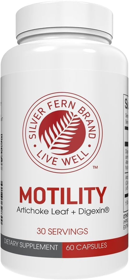 Silver Fern Motility- Non-Laxative Constipation and Slow Motility Boost | 60 Capsules, 30 Day Supply - Contains Artichoke Leaf, Tender Okra Pods, & Winter Cherry