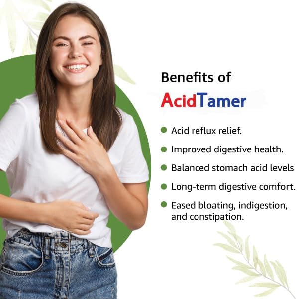 Bodymune Occasional Heartburn & Digestive Comfort Supplement AcidTamer – Drug-Free Daily Support for Stomach Comfort & Digestive Balance – USDA Organic, Vegan, Non-GMO – 60 Caps (2-Month Supply)
