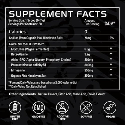Gains in Bulk Instantized Creatine & No Matter What Pre Workout Powder Bundle, Soluble Creatine Powder, Paraxanthine, Amino Acids & L Theanine, 60 Servings
