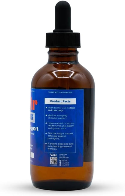 Vetr Silver Immune Support for Dogs and Cats, 4oz/120mL Liquid in Amber Bottle with Oral Dropper, Professional Grade Colloidal Silver Supplement for Daily Wellness and Seasonal Defense