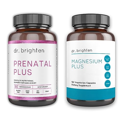 Dr. Brighten Prenatal Plus and Magnesium Plus Dietary Supplements Bundle - Non-GMO, Vegan