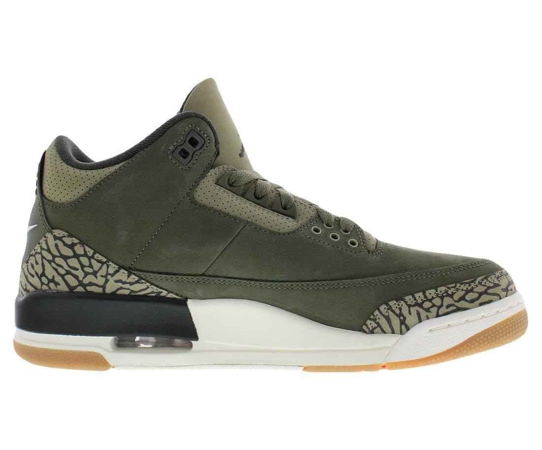 Nike Air Jordan 3 Retro Leather Mens Shoes Size 9.5, Color: Medium Olive/Sequoia
