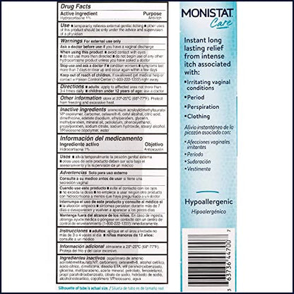 Monistat Instant Itch Relief Cream for Women, Maximum Strength Feminine Itch Care, 1 oz, 2 Pack