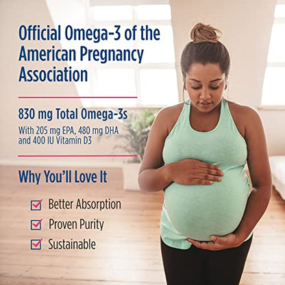Nordic Naturals Prenatal DHA, Unflavored - 180 Soft Gels - 830 mg Omega-3 + 400 IU Vitamin D3