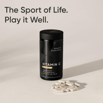 Sports Research High Potency Vitamin C Supplement - Vegan Veggie Capsules for Antioxidant Activity & Immune Support - Non-GMO Verified & Gluten Free - Ascorbic Acid Vitamin C 1000mg, 240 Count