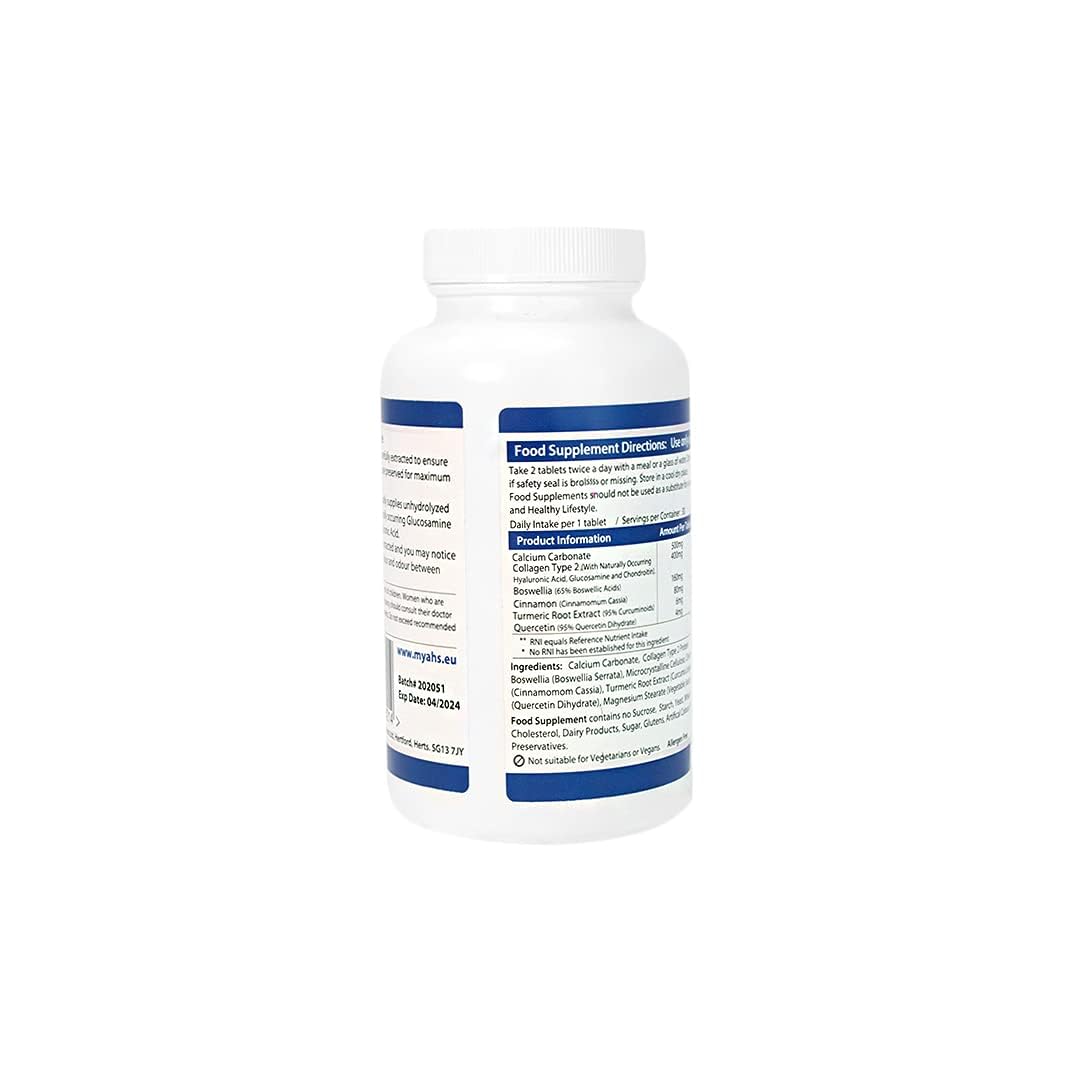 AHS Collagen Type 2 120 Tablets - 4500MG Per Day - Formulated with Calcium and Turmeric