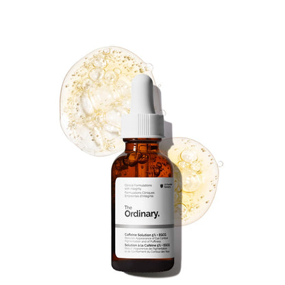 The Ordinary Caffeine Solution 5% + EGCG, Depuffing Eye Serum for Dark Circles and Tired Eyes, 1 Fl Oz