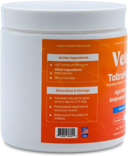 Vetr's Toltramax Toltrazuril Powder for Horses, Dogs, Cats, 100g (10.0%, Chicken)