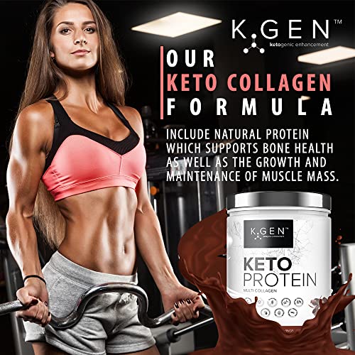 K-GEN™ Keto Collagen Protein Powder Natural Multi Collagen Chocolate Blend, Coconut MCT Vitamin C+B6