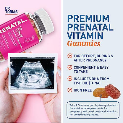 Dr. Tobias Prenatal Vitamin Gummy – Iron Free Prenatal Vitamins with DHA and Folic Acid – Good Source