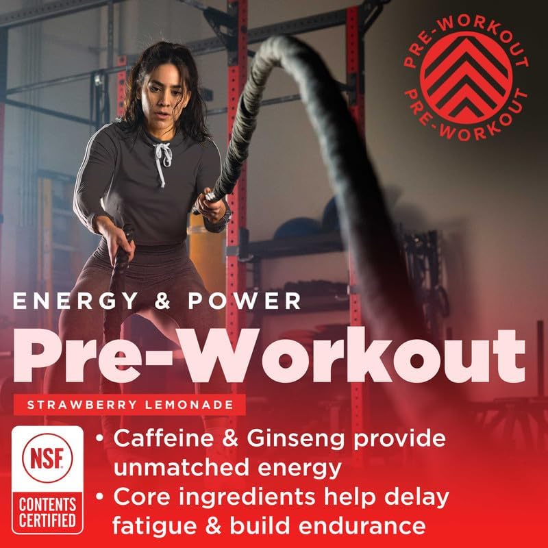 Gnarly Nutrition Natural Pre-Workout Powder, Strawberry Lemonade – NSF Sport Certified, Endurance & Recovery – Vegan Pre-Workout, Sports Nutrition – Strawberry Lemonade with Caffeine, 14.82 oz