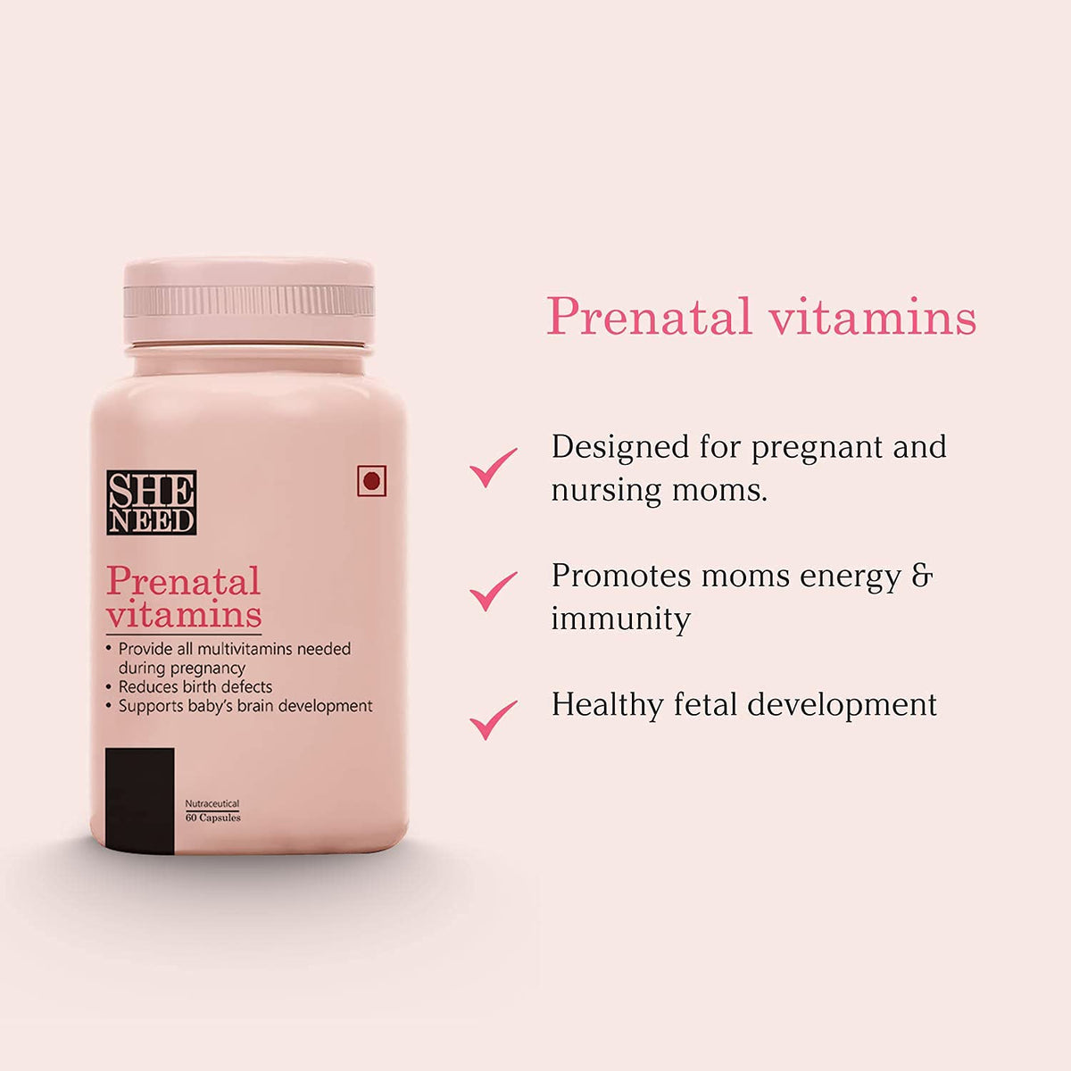 Vishopy Prenatal Supplement for Women- Multivitamin for Pregnancy with DHA- Reduces Birth Defects