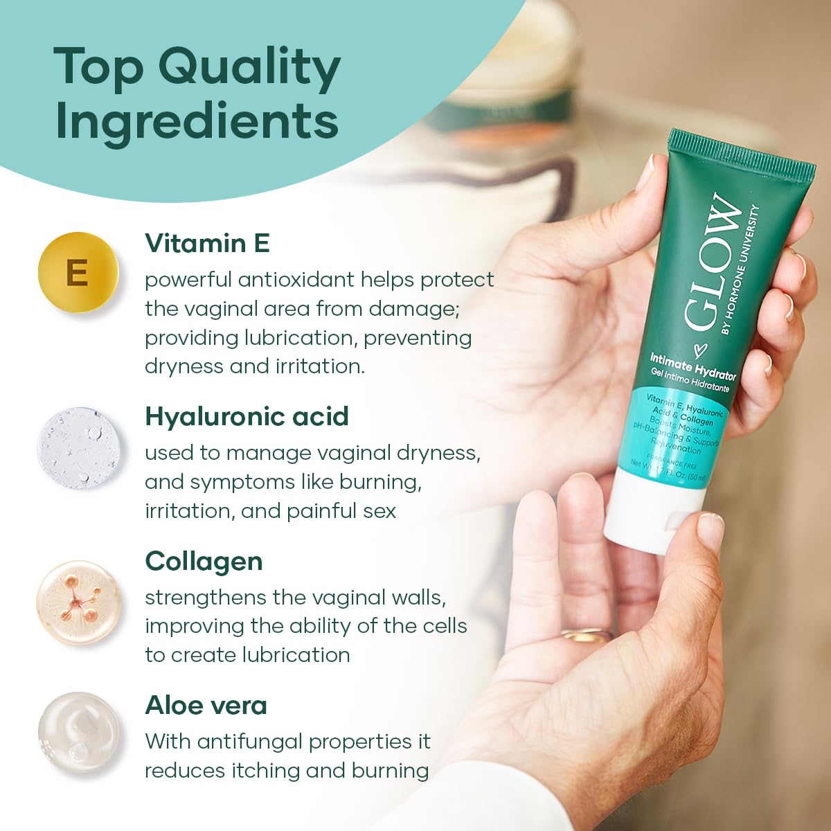 Glow Botanica | Intimate Hydrator | Hormone Free Vaginal Moisturizer with Collagen