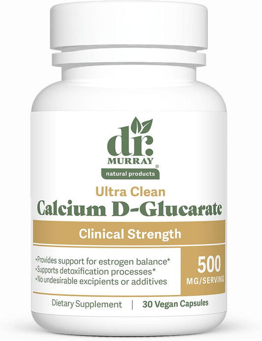 Dr. Murray's Ultra Clean Calcium D-Glucarate 500 mg - Supports Estrogen Metabolism | Liver Detox | Hormonal Balance | Vegan Capsules | 30 Count