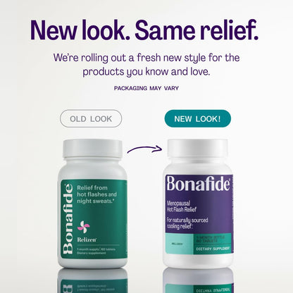 Bonafide Naturally Sourced Cooling Relief for Hot Flashes & Night Sweats Relizen – Hormone-Free, Clinically Studied Formula with a Proprietary Blend of Four Swedish Botanicals — 1-Month Supply