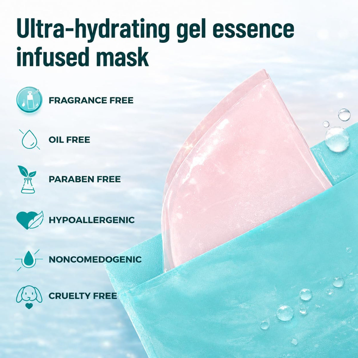 PDRN Hydrogel Face Mask — Collagen Face Mask, 99% Salmon DNA PDRN(34ml X 5) | PDRN, Collagen & Hyaluronic Acid for Intense Hydration, Smooth-Looking Skin — +177% Surface Hydration & −75% Pore Appearance