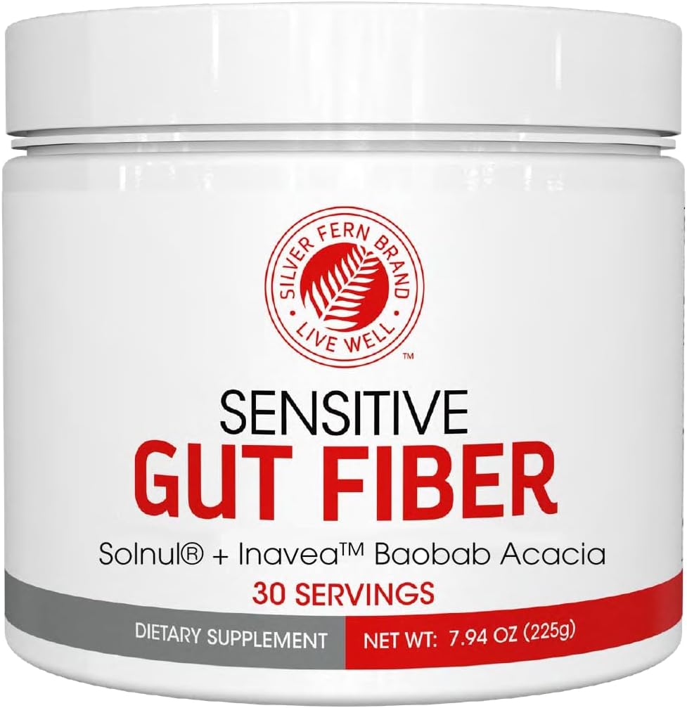 Silver Fern Sensitive Gut Fiber Supplement - Each Tub = 30 Scoops | 30 Day Supply - 6 Grams of Dietary Fiber Per Serving - with Galactomannan Guar Fiber, Baobab Fruit Powder (1 Tub)