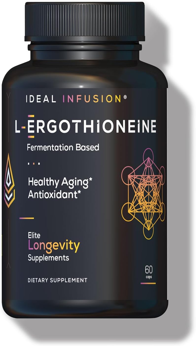 Ideal Infusion Fermentation Based L-Ergothioneine 30mg: Longevity Vitamin, Antioxidant, Anti-Aging, Heart & Brain Health, 60 Servings, Vegan