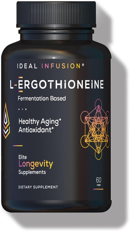Ideal Infusion Fermentation Based L-Ergothioneine 30mg: Longevity Vitamin, Antioxidant, Anti-Aging, Heart & Brain Health, 60 Servings, Vegan