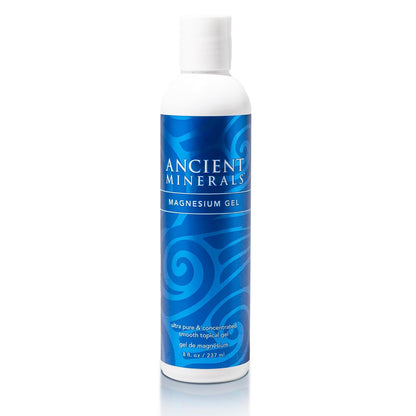 Ancient Minerals Magnesium Gel, Zechstein Chloride, for Massage, 8oz | Pure Zechstein magnesium chloride gel for massage & topical skin application. 8 oz bottle.