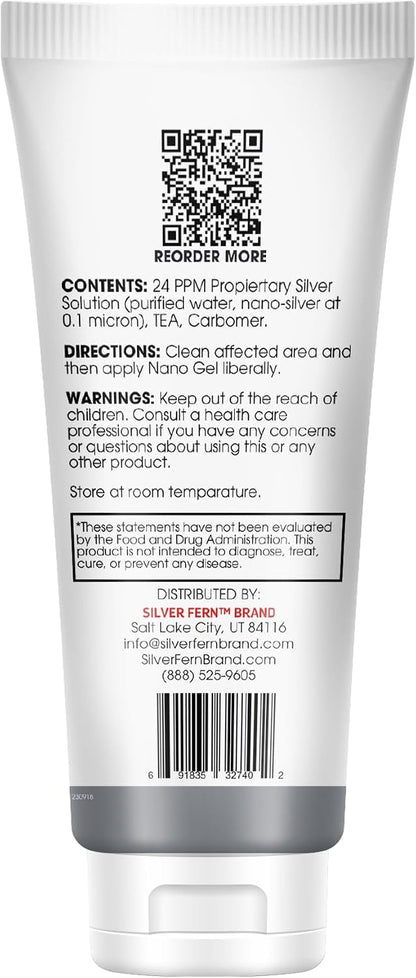 Silver Fern Brand – Nano Gel Frequency Charged Silver 24PPM – Skin Support for Cuts, Burns, Imbalances & Irritations – Fast-Absorbing Silver Gel – Microbiome-Friendly & GRAS Certified – 4 oz | Skin Support for Cuts, Burns, Imbalances & Irritations Fast-Ab