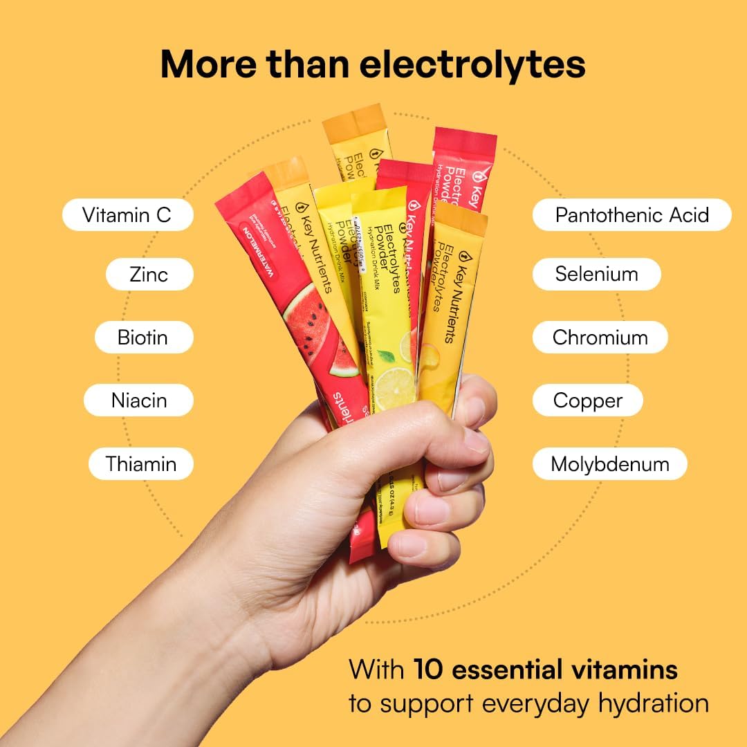 KEY NUTRIENTS Electrolytes Powder Bundle, Variety Pack 10 Count Packets + Tropical Peach Mango 20 Count Packets, Sugar Free Hydration Travel Drink Mix with Vitamins & Minerals, No Calories