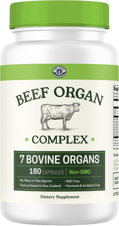 Beef Organ Complex + Organic Beef Liver + Grass Fed Heart & Liver Supplements - Organic Nutrient Dense Superfood for Overall Energy, Health, & Wellness - No Fillers, Freeze Dried Supplements