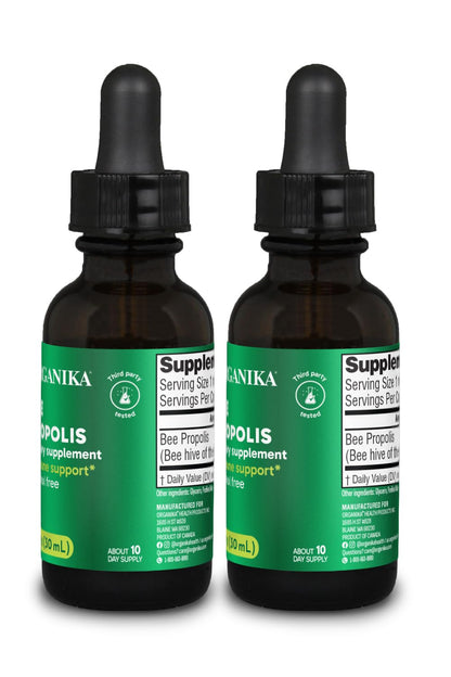 Organika Bee Propolis Tincture 1 oz: Vegan Propolis Extract - Throat and Breathing - Free of Gluten, GMO, & Artificial Flavors - 10 Day Prop Drops Supply