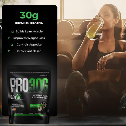 PRO 30G Vegan Protein Powder by ATHLEAN-X, Plant-Based Muscle Recovery & Growth Formula, Gluten-Free, NSF Certified for Sports, High Protein Supplement for Strength (Rich Double Chocolate)