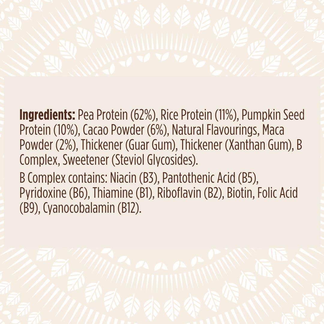 Pulsin - Cacao & Maca Vegan Supershake - 300g - Plant Based Vegan Energy Support Protein Powder
