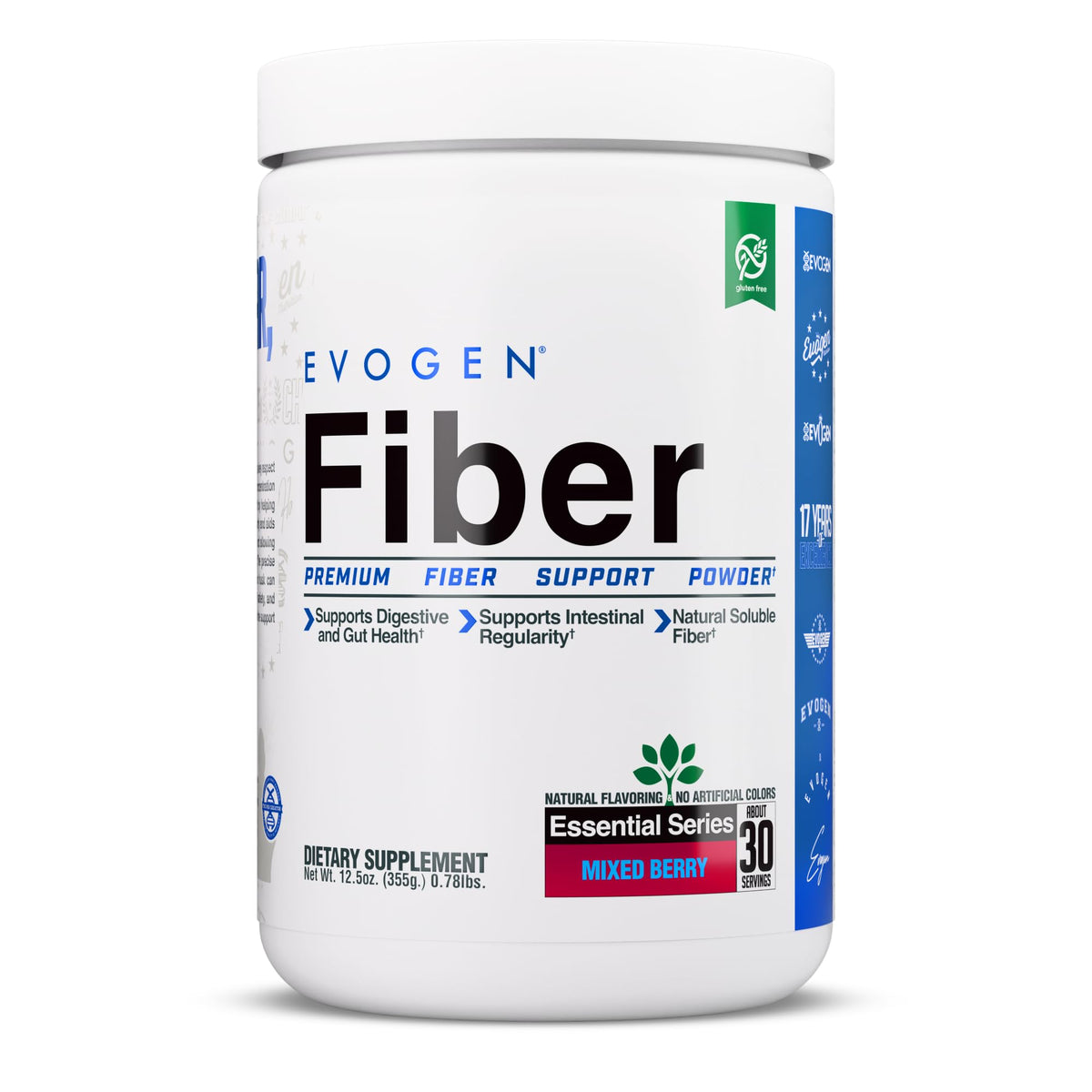 Evogen Fiber Powder | Gut Health | Natural Raspberry Lemonade | 30 Servings | Psyllium husk, inulin and digestion-resistant maltodextrin to ease bloating and support regularity; keto, low-carb friendly
