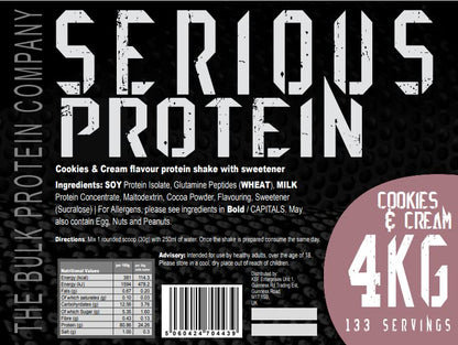 The Bulk Protein Company – SERIOUS PROTEIN – Protein Powder – 4kg – Low Carb