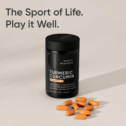 Sports Research® Turmeric Curcumin C3 Complex® w/BioPerine Black Pepper Extract & Organic Coconut Oil - Standardized 95% Curcuminoids · Non-GMO · Gluten Free - 120 Count Softgels