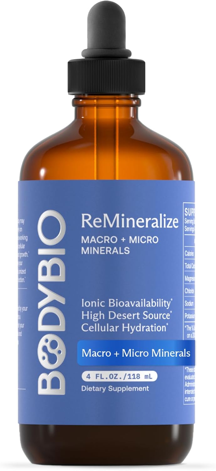 BodyBio ReMineralize - Essential Ionic Trace Minerals for Hydration & Detox | Over 72 Bioavailable Trace Minerals for Rapid Absorption