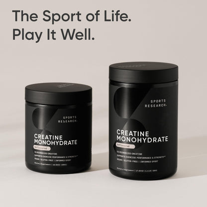 Sports Research Creatine Monohydrate - Gain Lean Muscle, Improve Performance and Strength and Support Workout Recovery* - 5 g Micronized Creatine - 17.64 oz