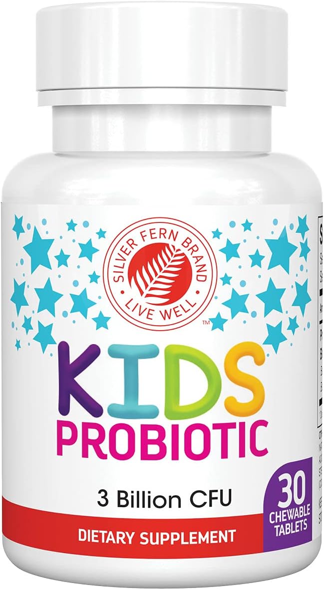 Silver Fern Brand Kids Ultimate Probiotic - 1 Bottle - 30 Chewable Tablets | Sugar & Gluten Free - Children's Dietary Supplement - DNA & Survivability Verified - Digestive & Immune Support