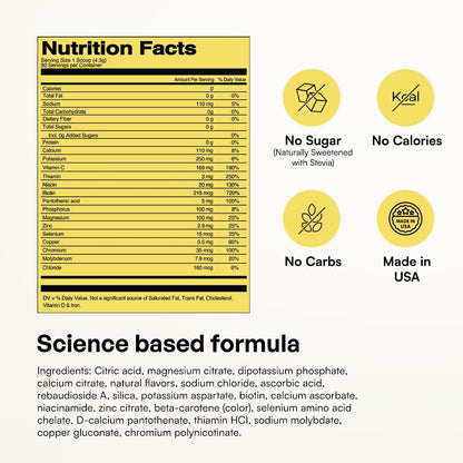 KEY NUTRIENTS Potassium Multivitamin Electrolytes Powder, Lemonade, 90 Serv