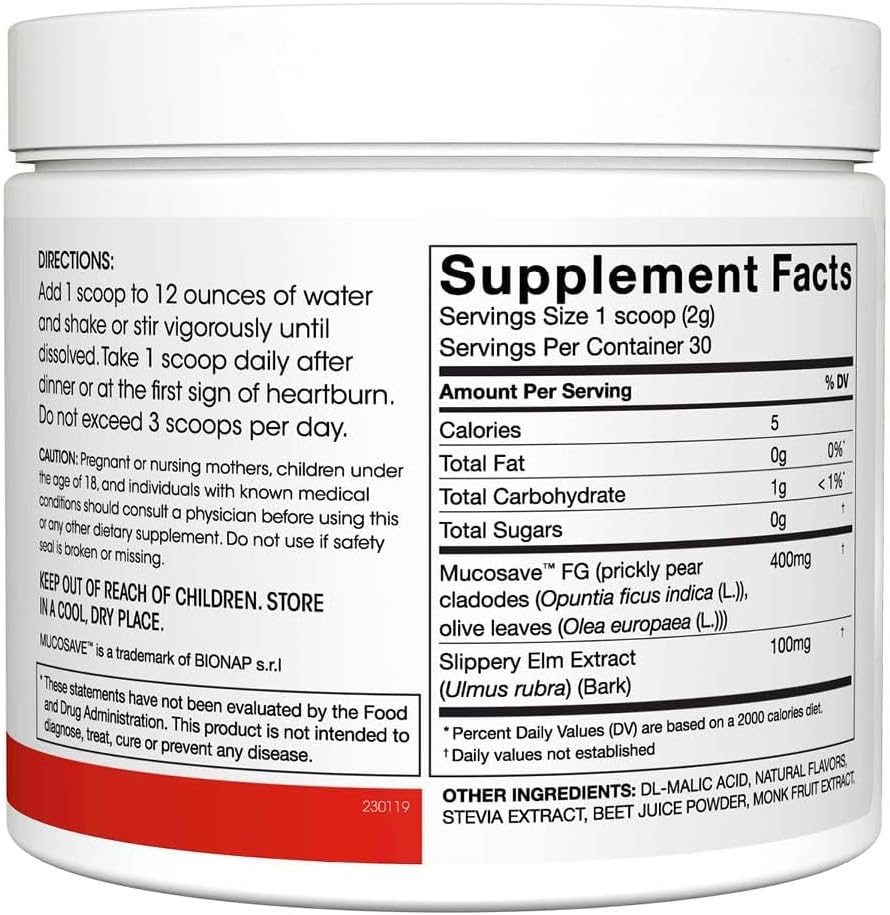 Silver Fern Reflux Digestive Supplement Each Tub = 30 Scoops = 30 Servings | Mucosal Support for Acid Issues - with Mucosave FG and Slippery Elm Bark (1 Tub)