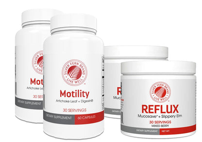 Silver Fern Brand Slow Motility+ Kit Digestive Support Bundle 30-Day Supply | Berry Flavor Powder, Capsules – Artichoke Leaf, Okra, Ashwagandha, MucoSave – No Artificial Ingredients – Made in USA