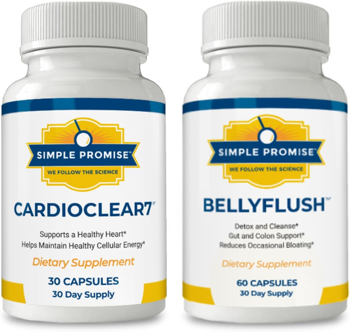 CardioClear7 and BellyFlush Bundle - Gut Support - CoQ10 and Bentonite Clay | Heart-Gut Daily Pair, For Steady Energy and Lighter Days, With Milk Thistle and Shilajit, One of Each Daily