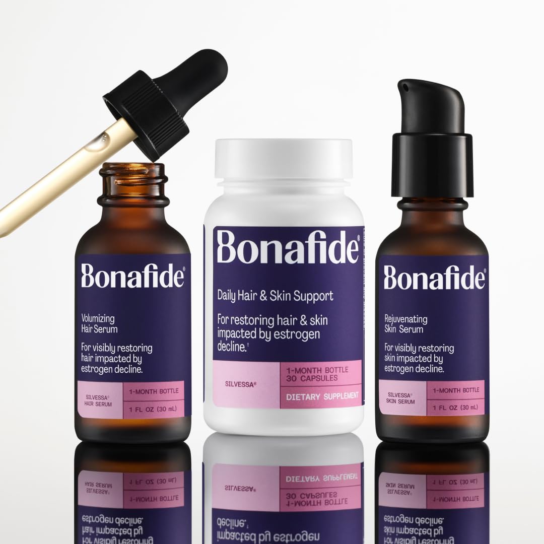 Bonafide Silvessa Strengthening Daily Hair Serum – Hormone-Free, Drug-Free Support for Hair During Menopause – 60 Day Supply (2 fl oz)